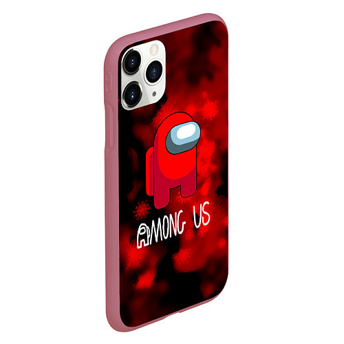 Чехол iPhone 11 Pro матовый Among us красный / 3D-Малиновый – фото 2