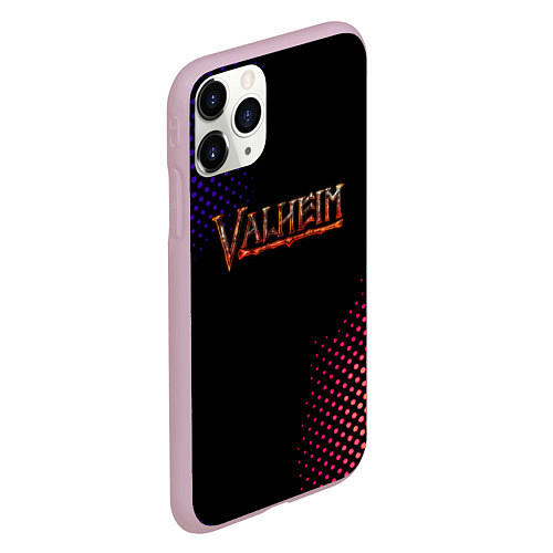 Чехол iPhone 11 Pro матовый Valheim logo pattern / 3D-Розовый – фото 2