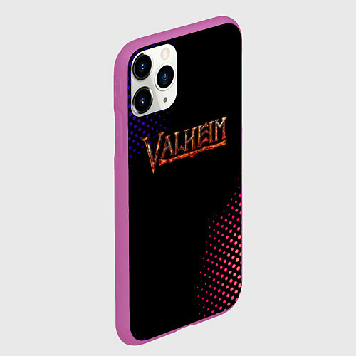 Чехол iPhone 11 Pro матовый Valheim logo pattern / 3D-Фиолетовый – фото 2