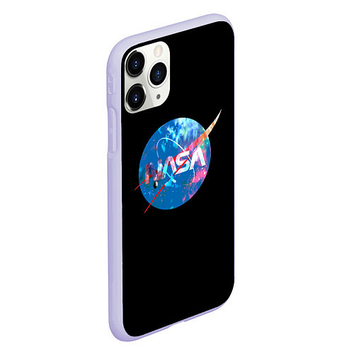 Чехол iPhone 11 Pro матовый NASA космическое лого / 3D-Светло-сиреневый – фото 2