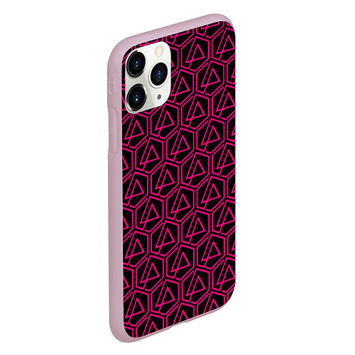 Чехол iPhone 11 Pro матовый Linkin park pink logo / 3D-Розовый – фото 2