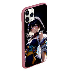 Чехол iPhone 11 Pro матовый Genshin impact - shogun raiden, цвет: 3D-малиновый — фото 2