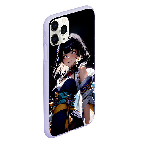 Чехол iPhone 11 Pro матовый Genshin impact - shogun raiden / 3D-Светло-сиреневый – фото 2