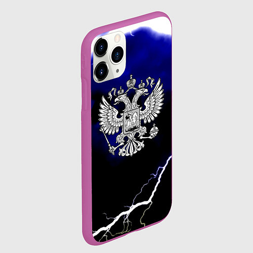 Чехол iPhone 11 Pro матовый Россия шторм и молнии / 3D-Фиолетовый – фото 2