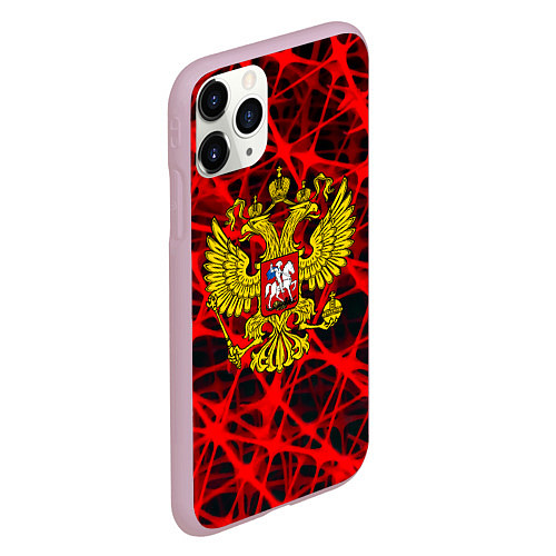 Чехол iPhone 11 Pro матовый Россия текстура символика / 3D-Розовый – фото 2