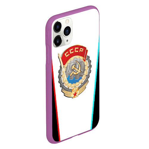 Чехол iPhone 11 Pro матовый Герб РФ текстура / 3D-Фиолетовый – фото 2