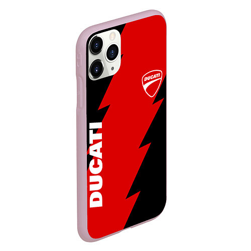 Чехол iPhone 11 Pro матовый Ducati - logo / 3D-Розовый – фото 2