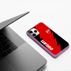 Чехол iPhone 11 Pro матовый Ducati - logo, цвет: 3D-фиолетовый — фото 2