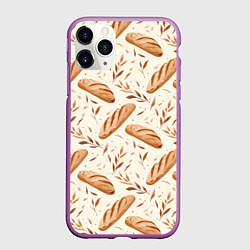 Чехол iPhone 11 Pro матовый Паттерн багет, цвет: 3D-фиолетовый