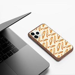 Чехол iPhone 11 Pro матовый The baguette pattern, цвет: 3D-коричневый — фото 2
