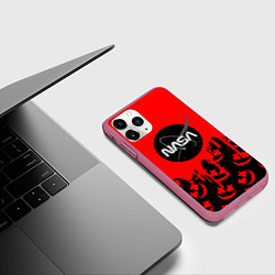 Чехол iPhone 11 Pro матовый Marshmello x Nasa red, цвет: 3D-малиновый — фото 2