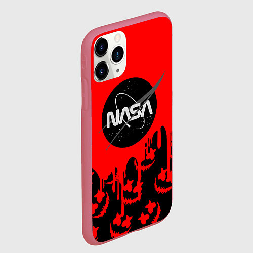 Чехол iPhone 11 Pro матовый Marshmello x Nasa red / 3D-Малиновый – фото 2