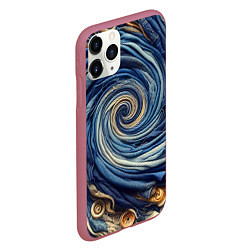 Чехол iPhone 11 Pro матовый Воронка из джинсы и пуговиц - нейросеть, цвет: 3D-малиновый — фото 2