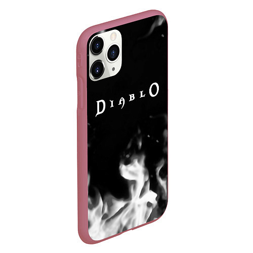 Чехол iPhone 11 Pro матовый Diablo fire black / 3D-Малиновый – фото 2