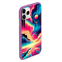 Чехол iPhone 11 Pro матовый Neon space fantasy - ai art, цвет: 3D-фиолетовый — фото 2