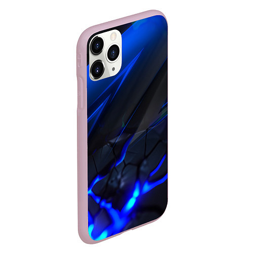 Чехол iPhone 11 Pro матовый Синяя абстракция с плитами / 3D-Розовый – фото 2