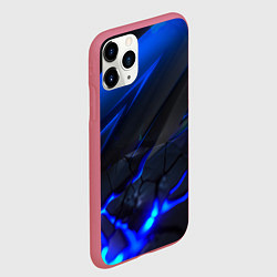 Чехол iPhone 11 Pro матовый Синяя абстракция с плитами, цвет: 3D-малиновый — фото 2