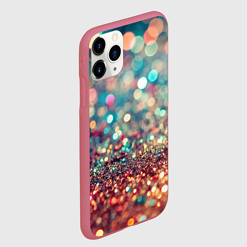 Чехол iPhone 11 Pro матовый Блестяшки боке / 3D-Малиновый – фото 2