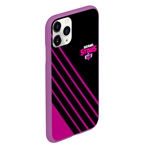 Чехол iPhone 11 Pro матовый Brawl stars neon line / 3D-Фиолетовый – фото 2