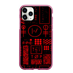 Чехол iPhone 11 Pro матовый Twenty one pilots pattern rock, цвет: 3D-малиновый