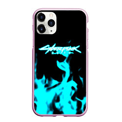 Чехол iPhone 11 Pro матовый Cyberpunk neon flame, цвет: 3D-розовый