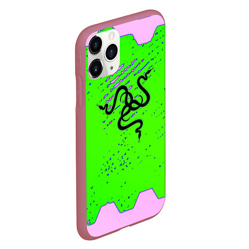 Чехол iPhone 11 Pro матовый Razer pattern geometry / 3D-Малиновый – фото 2