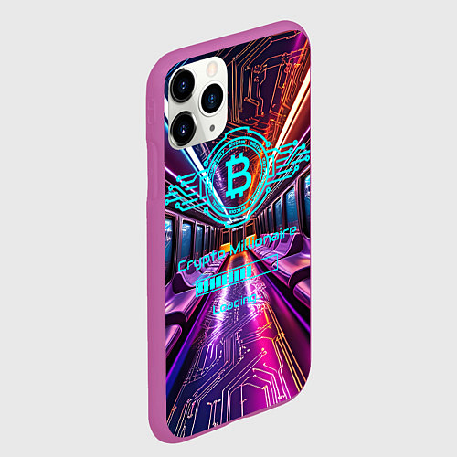 Чехол iPhone 11 Pro матовый Биткоин миллионер - загрузка / 3D-Фиолетовый – фото 2