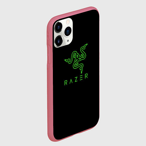 Чехол iPhone 11 Pro матовый Razer logo brend / 3D-Малиновый – фото 2