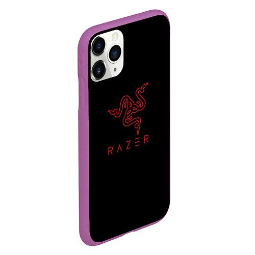 Чехол iPhone 11 Pro матовый Razer red logo / 3D-Фиолетовый – фото 2