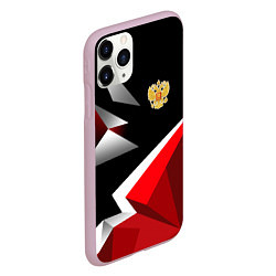 Чехол iPhone 11 Pro матовый Russia uniform - красный и черный, цвет: 3D-розовый — фото 2