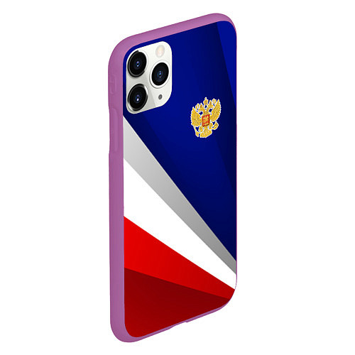 Чехол iPhone 11 Pro матовый Россия - униформа федерации / 3D-Фиолетовый – фото 2