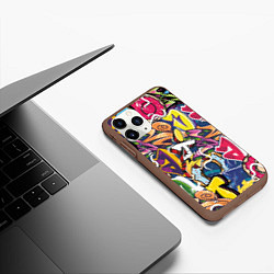 Чехол iPhone 11 Pro матовый Буква т в граффити, цвет: 3D-коричневый — фото 2