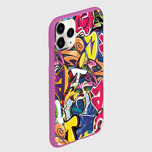 Чехол iPhone 11 Pro матовый Буква т в граффити / 3D-Фиолетовый – фото 2