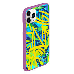 Чехол iPhone 11 Pro матовый Желто-зеленое граффити, цвет: 3D-фиолетовый — фото 2
