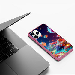 Чехол iPhone 11 Pro матовый Planet chupa chups - neon glow, цвет: 3D-малиновый — фото 2