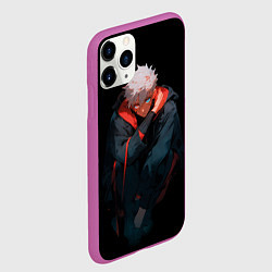 Чехол iPhone 11 Pro матовый Парень в темноте в стиле манга - manga dark, цвет: 3D-фиолетовый — фото 2