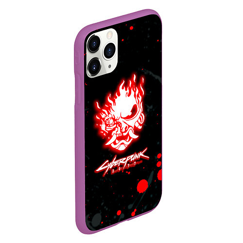 Чехол iPhone 11 Pro матовый Samurai flame logo / 3D-Фиолетовый – фото 2