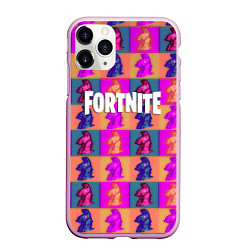 Чехол iPhone 11 Pro матовый Fortnite logo pattern game, цвет: 3D-розовый