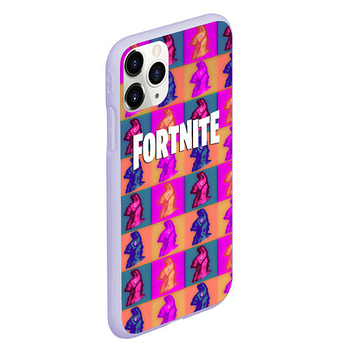 Чехол iPhone 11 Pro матовый Fortnite logo pattern game / 3D-Светло-сиреневый – фото 2