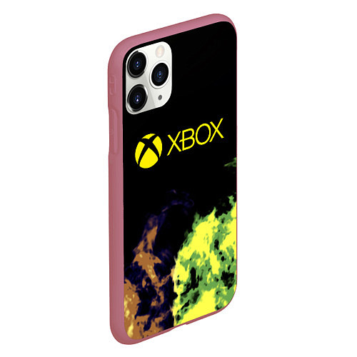 Чехол iPhone 11 Pro матовый Xbox game flame / 3D-Малиновый – фото 2