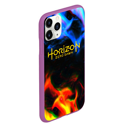 Чехол iPhone 11 Pro матовый Horizon zero dawn flame glitch / 3D-Фиолетовый – фото 2