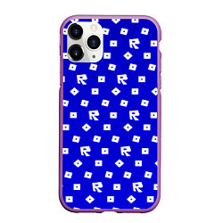 Чехол iPhone 11 Pro матовый Roblox blue pattern, цвет: 3D-фиолетовый