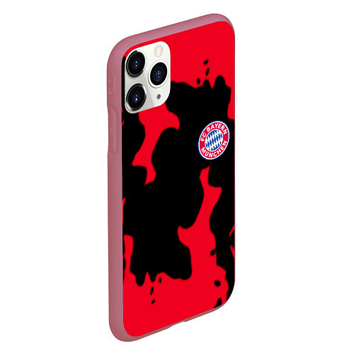 Чехол iPhone 11 Pro матовый Бавария Мюнхен огонь / 3D-Малиновый – фото 2