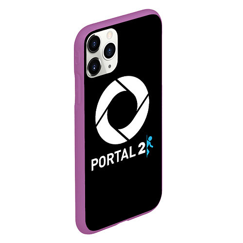 Чехол iPhone 11 Pro матовый Portal2 logo game / 3D-Фиолетовый – фото 2