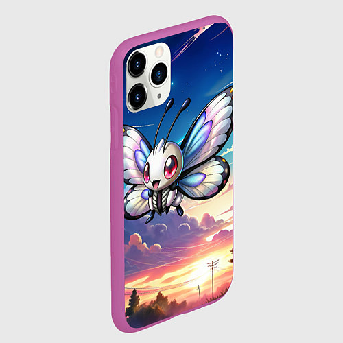 Чехол iPhone 11 Pro матовый Pokemon butterfree / 3D-Фиолетовый – фото 2