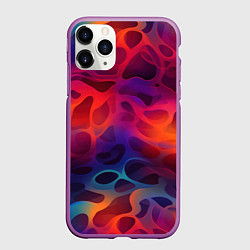 Чехол iPhone 11 Pro матовый Паттерн неоновой волны, цвет: 3D-фиолетовый