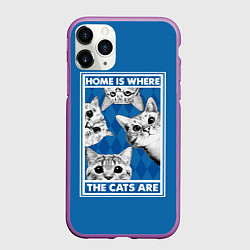Чехол iPhone 11 Pro матовый Home is where the cats are, цвет: 3D-фиолетовый