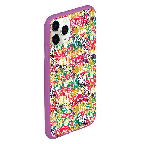 Чехол iPhone 11 Pro матовый Граффити с подтёками / 3D-Фиолетовый – фото 2