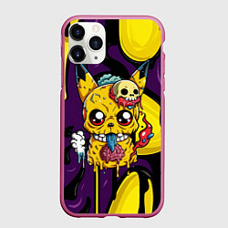 Чехол iPhone 11 Pro матовый Зомби Пикачу и желтые пятна, цвет: 3D-малиновый