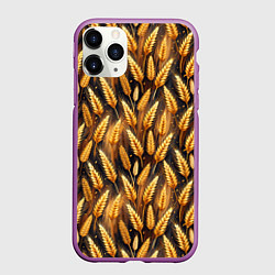 Чехол iPhone 11 Pro матовый Золотой колос, цвет: 3D-фиолетовый